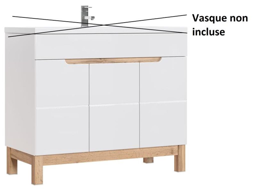 Meuble sous vasque - H 84 x l 100 x P 46 cm - Cintra White Image du produit 