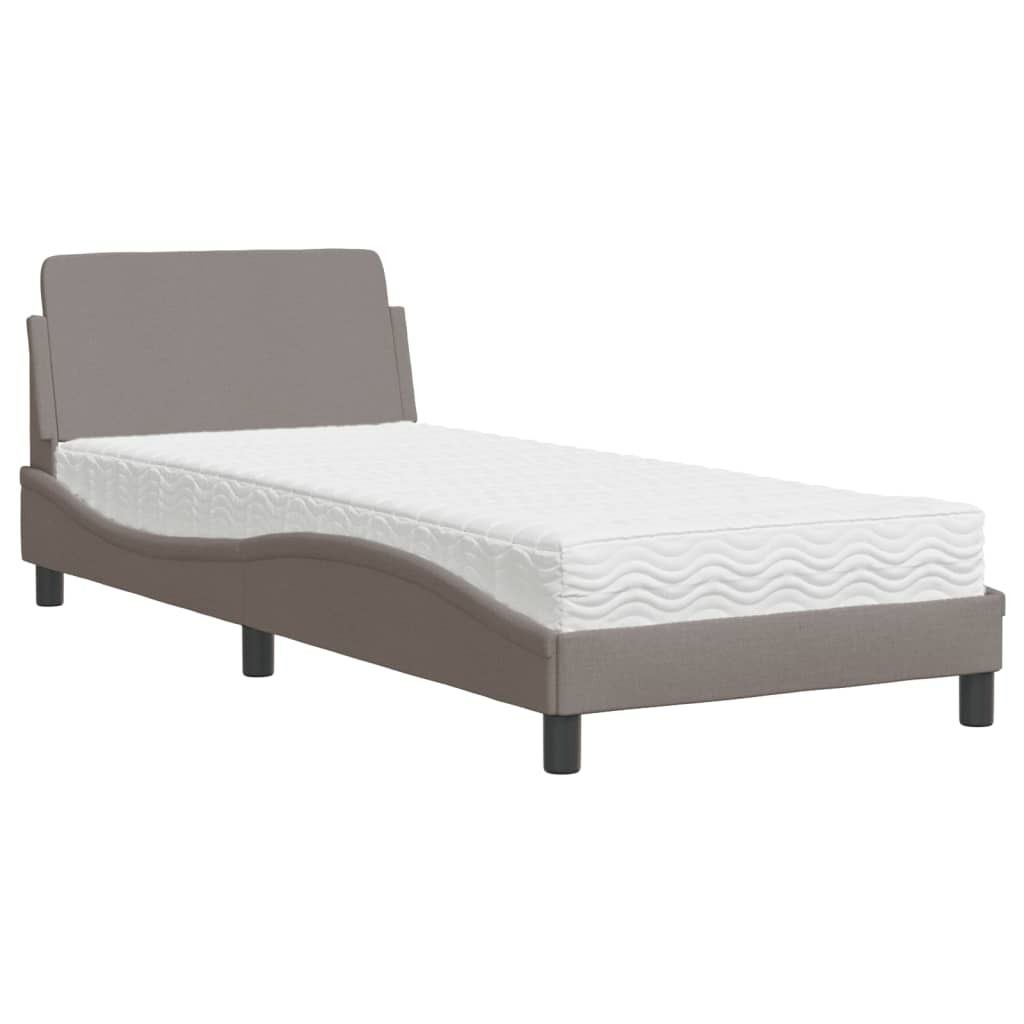 Design Bett mit Matratze Taupe 80x200 cm Stoff, Klassische Betten 2024 Neu