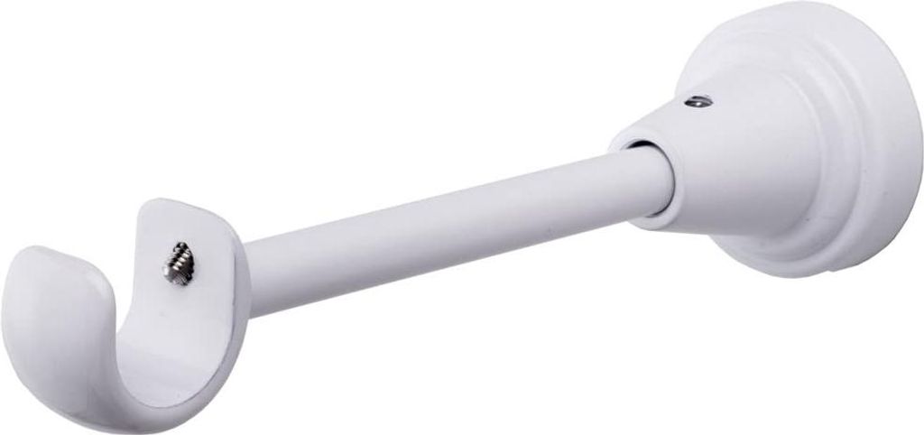 MDEKOR Wandträger 1-läufig Weiß Glänzend R Wandhalter mit Metallmontageplatte für Gardinenstange 19 mm Abstand kürzbar