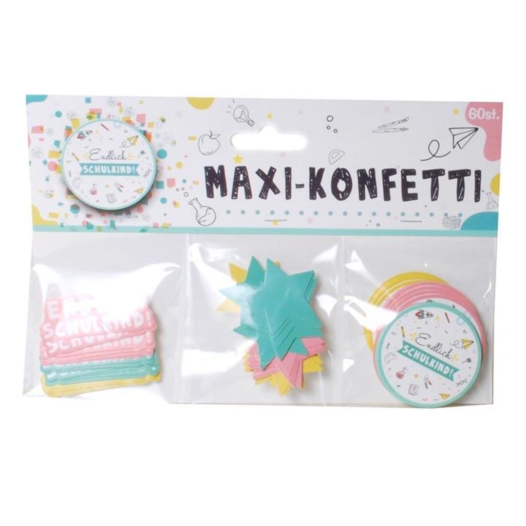 60 Stück Maxi-Konfetti " Endlich Schulkind " 3-tlg. Einschulung Schulanfang Deko