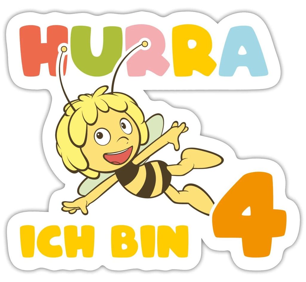 Spreadshirt Biene Maja Hurra Ich bin 4 Vierter Geburtstag Produktbild 