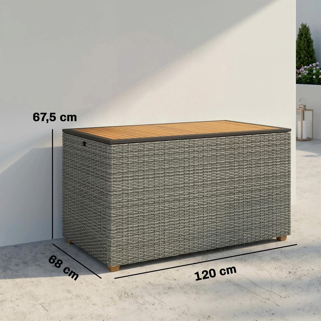 Outsunny Gartenbox 450 L Polyrattan wasserdicht Auflagenbox