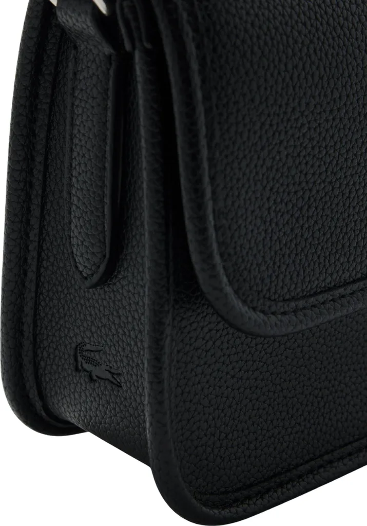 Lacoste Borsa a Tracolla Flap Crossover Bag Nero - Pelle Piqué Originale - 9