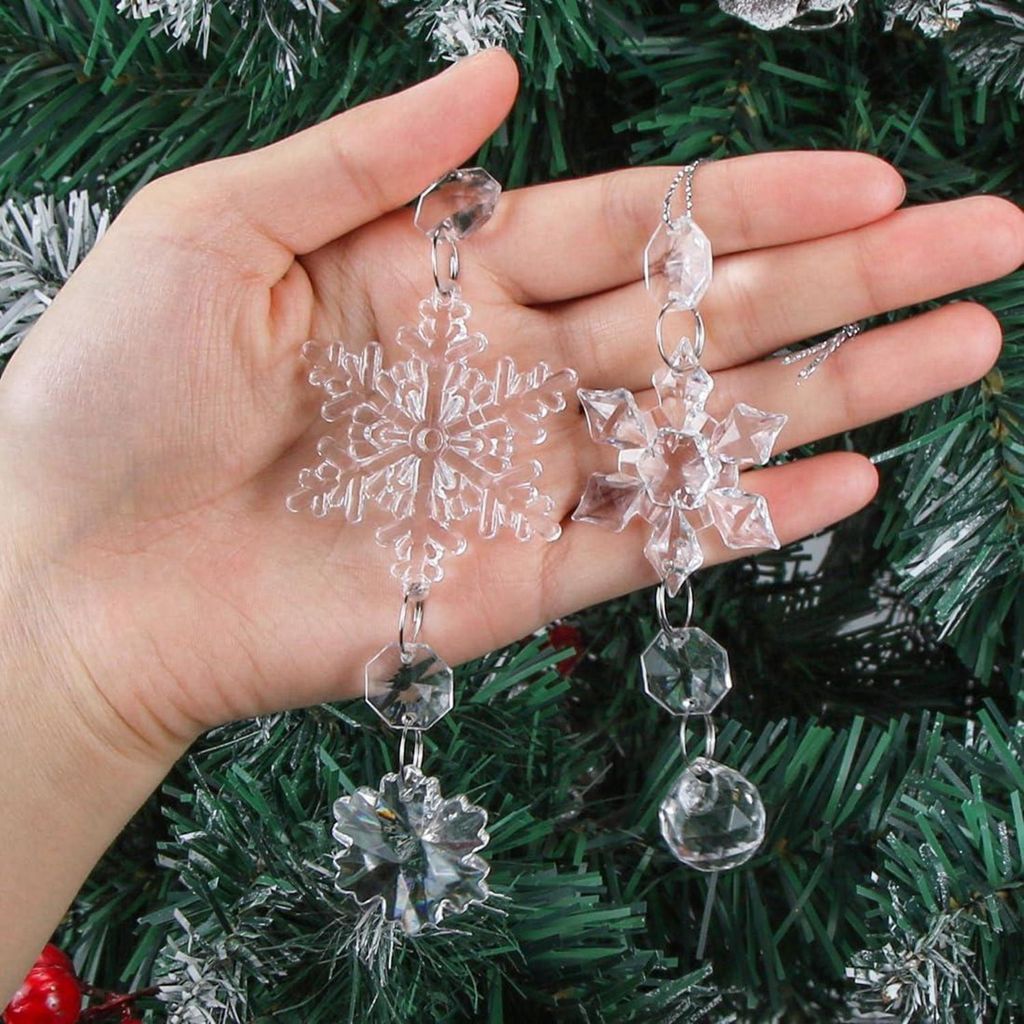 32x Eiszapfen Christbaumschmuck - Transparente Acryl Anhänger 13cm Weihnachtsdekoration