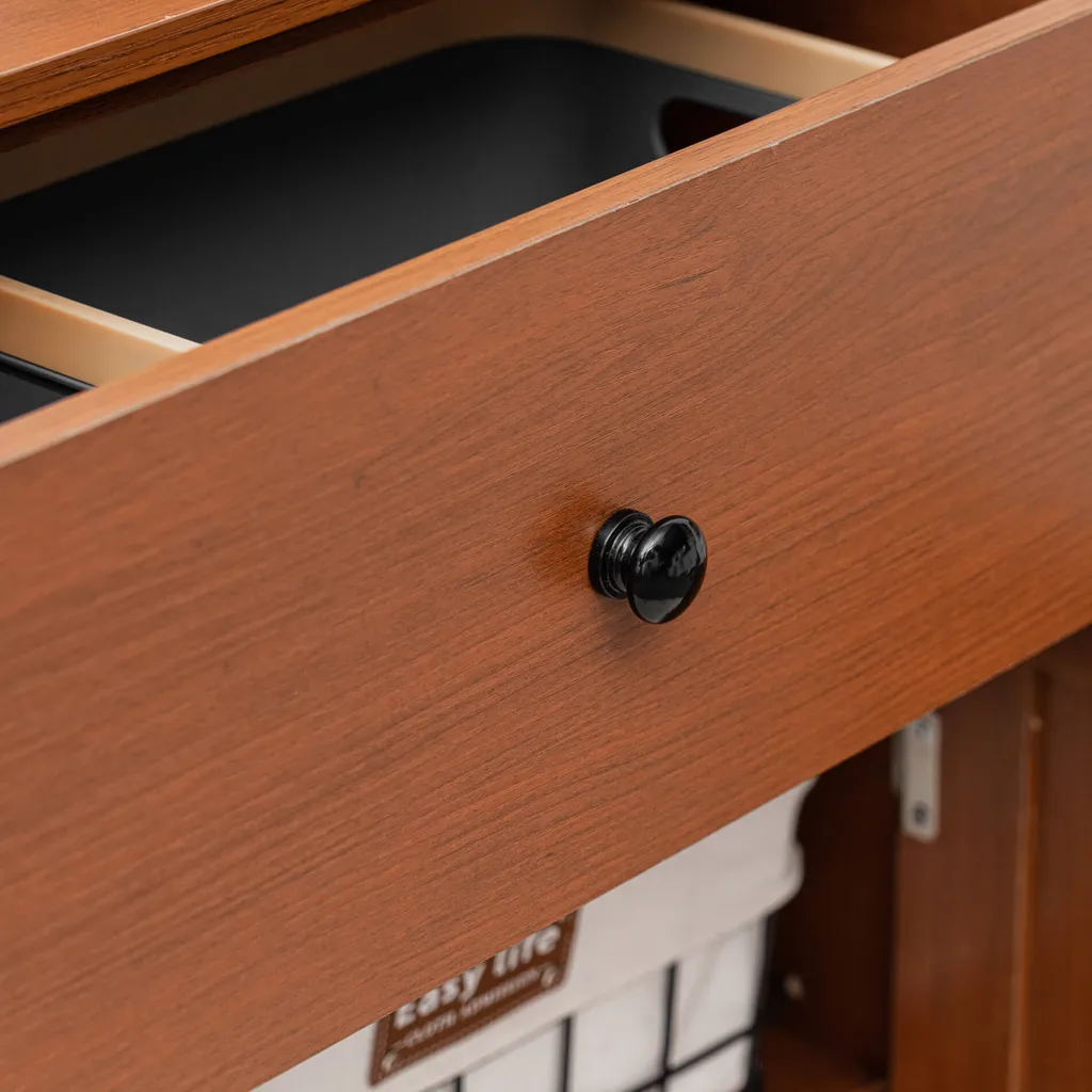 Commode de Cuisine Marron et Buffet d'Entrée Compact avec Rangement Bas