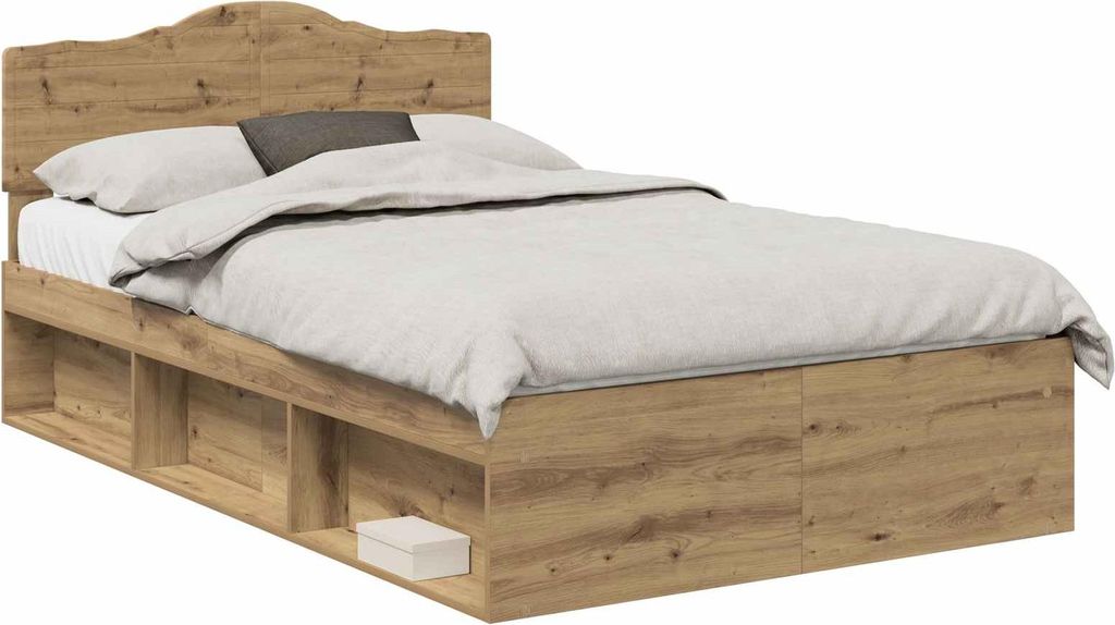 vidaXL Bettrahmen mit Kopfteil Kunsthandwerk Eiche 120 x 200 cm