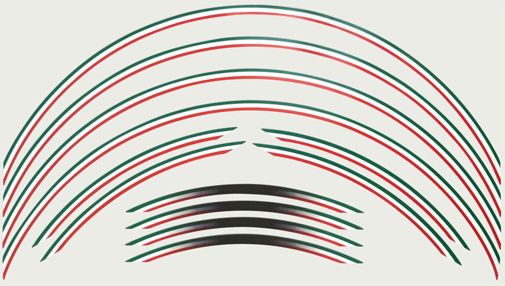 Klebestreifen für Motorrad-Felgen, Wheel Rim, Anbauset, Trikolor Italien