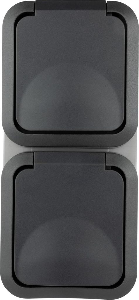 REV - AquaStorm, Doppelsteckdose, Steckdose Feuchtraum IP55, zweipolig, Aufputz senkrecht, 230V, 16A, anthrazit