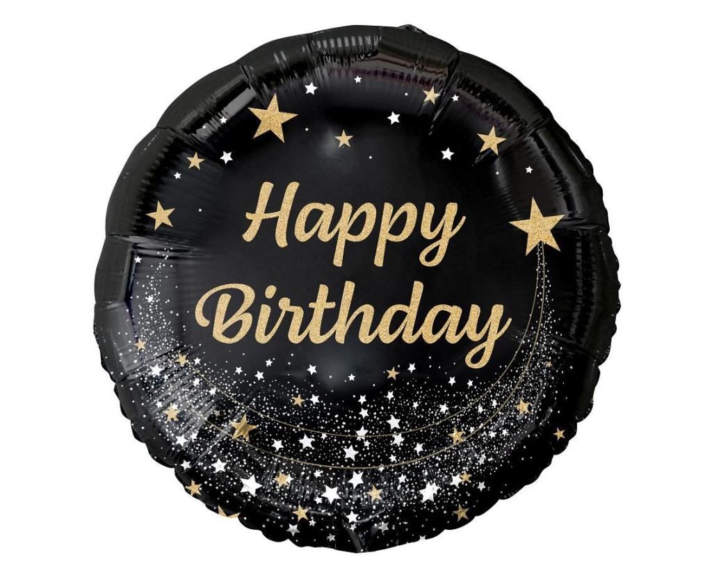 Balon foliowy B&C Happy Birthday, czarny, 18 cali AA Zdjęcie produktu 