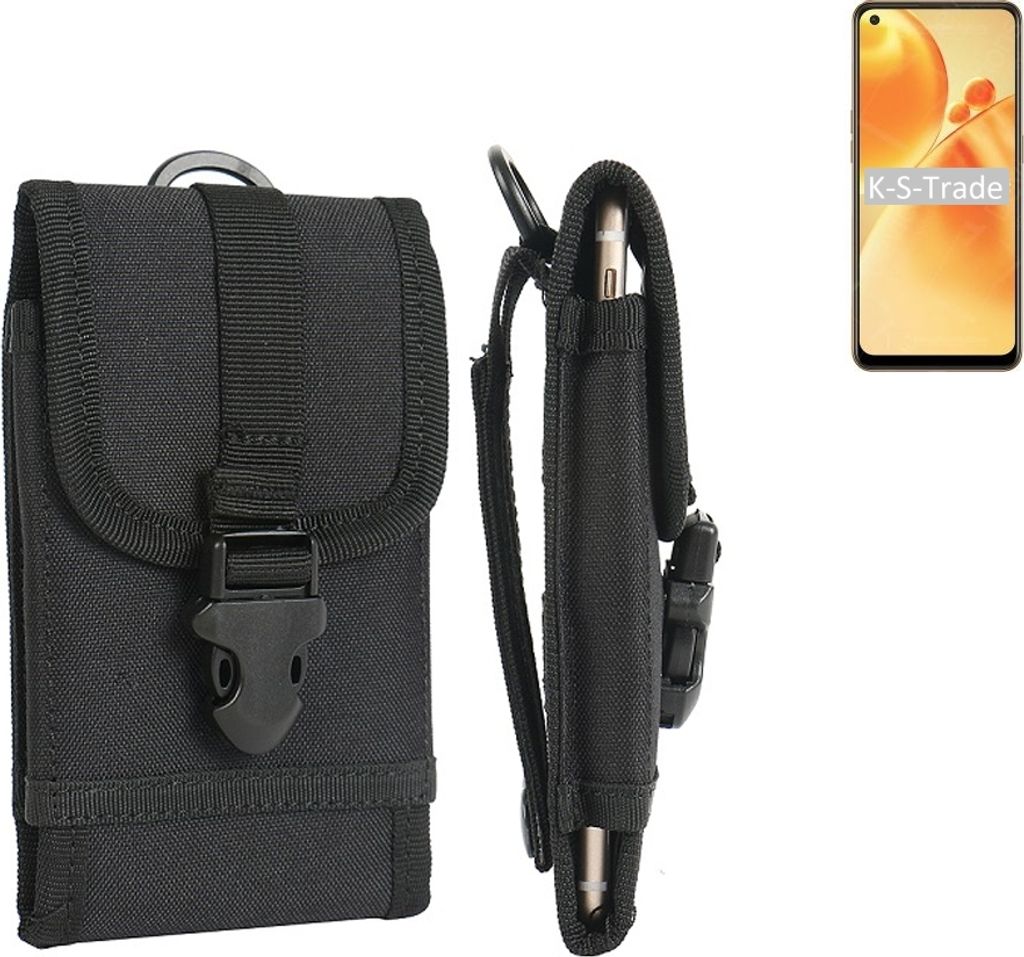 K-S-Trade Holster Handy Hülle kompatibel mit Oppo F19s Holster Handytasche Gürtel Tasche Schutz Hülle Robust Outdoor schwarz
