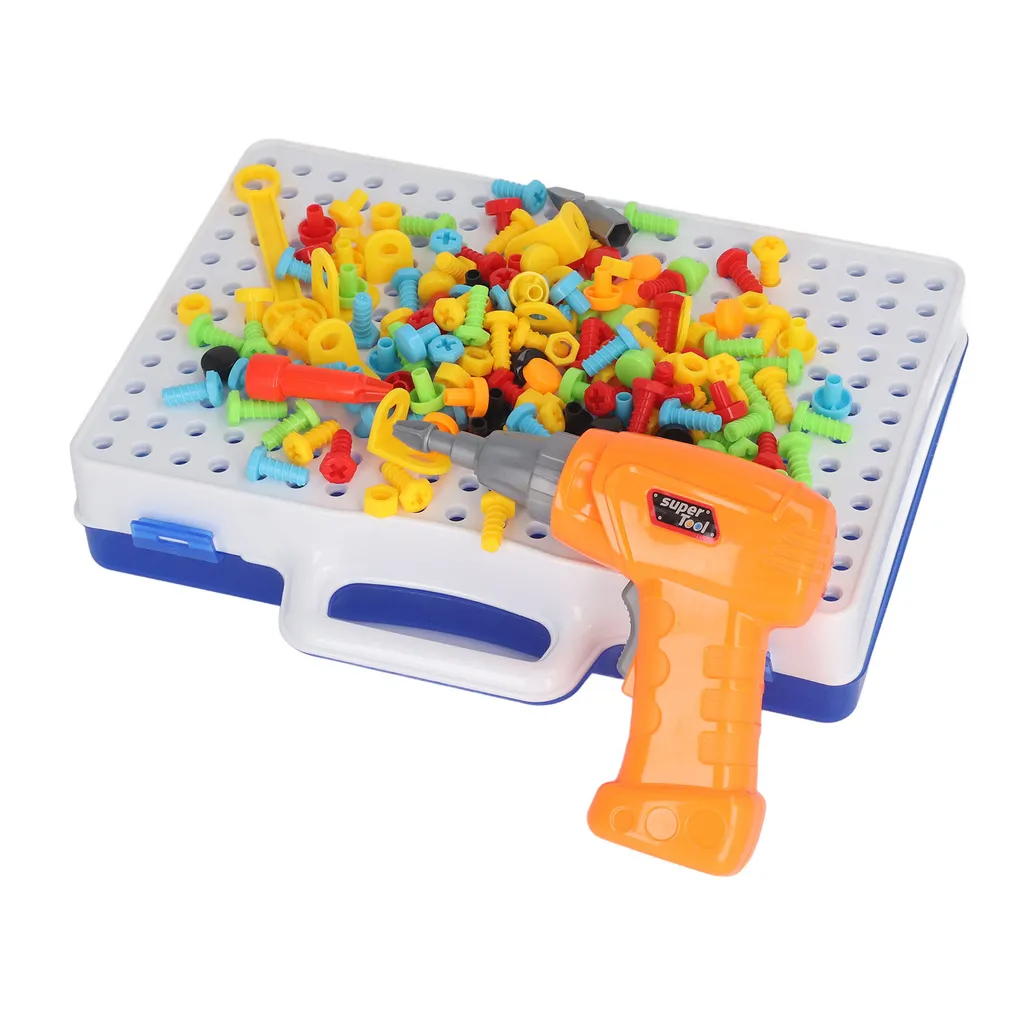 Jeu de construction avec perceuse pour enfant, mallette créative DIY - 2