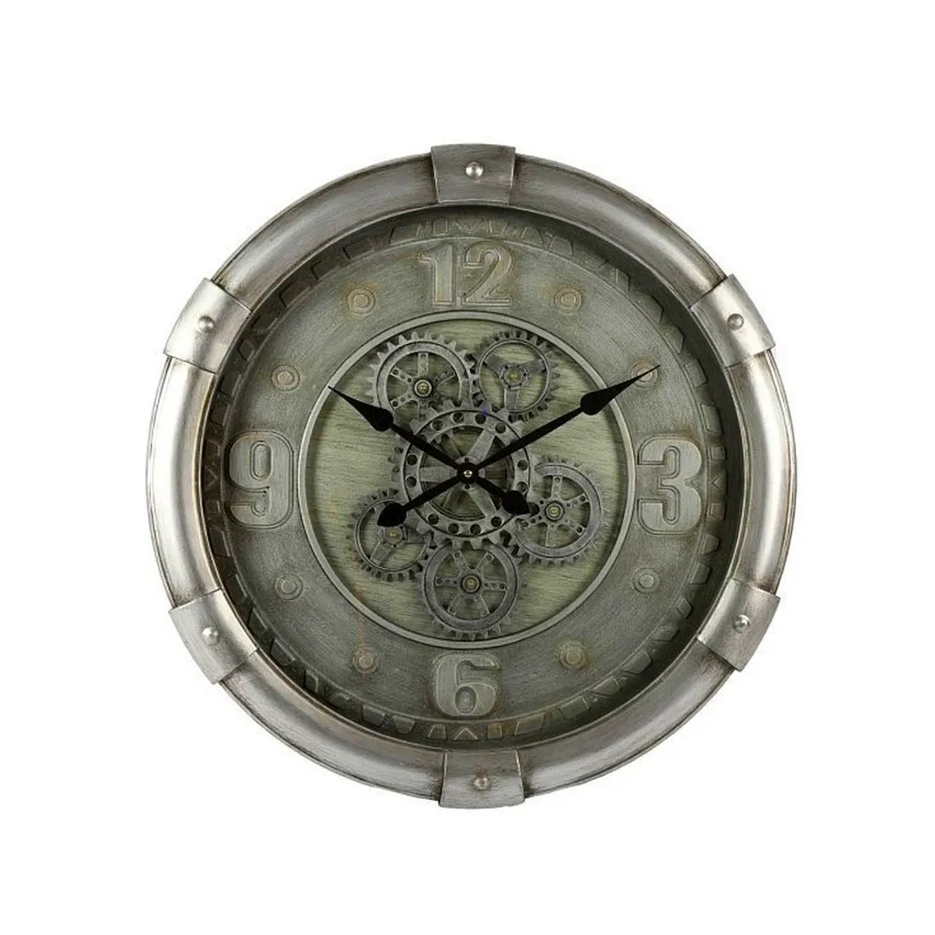 Grande horloge murale en métal argenté Darlington 62 cm de diamètre