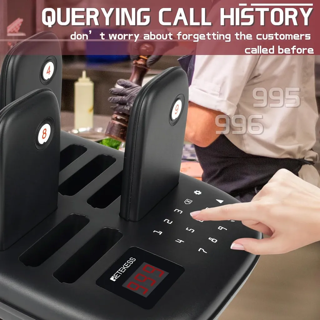 Pager de restaurant sans fil 500m avec 7 modes d'appel vibration - 5
