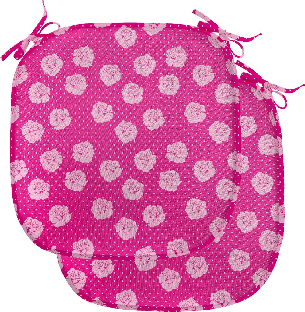 ABAKUHAUS Hot Pink Polster für Esszimmerstühle, Vintage Rosen-Liebe-Punkt, Dekoratives wasserfestes Kissen mit Riemen für Küchensitze, 40 cm x ...