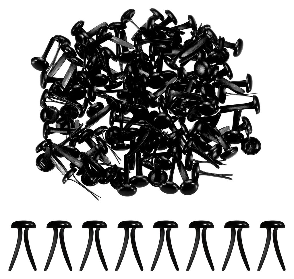 120 Stück Brads Papierbefestiger 9 x 5 mm Metall Rundkopf Spaltstifte für Scrapbooking und Lederbasteln Schwarz