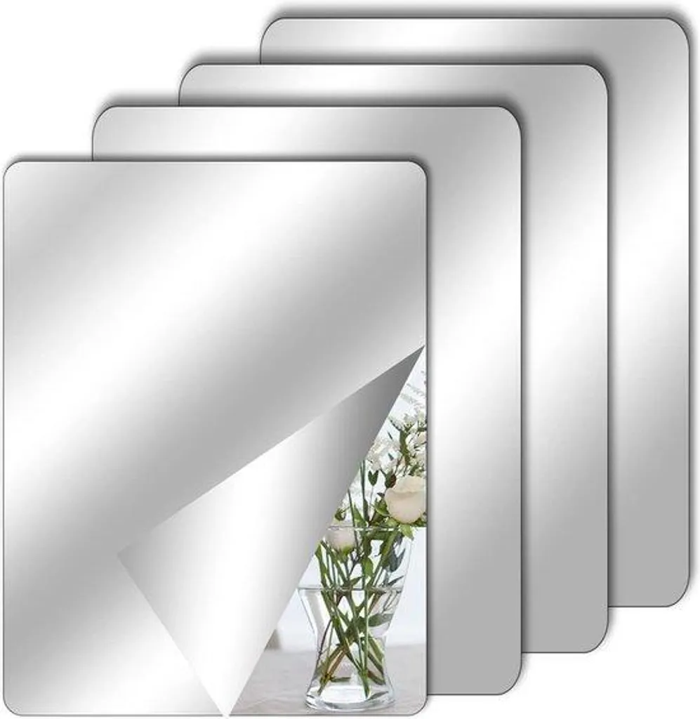 Miroir Mural Autocollant 30x20cm Lot de 4 en Verre Acrylique Flexible