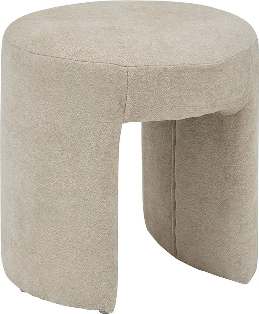 Pouf Beige Thio Eazy Living Ø 38 cm - Finition Velours et Confort Doux