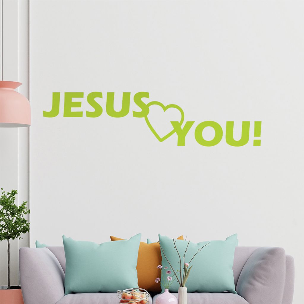 KIWISTAR Jesus Loves You! Jesus liebt dich! Text Wandtattoo in 6 Größen - Wandaufkleber Wall Sticker - Dekoration, Küche, Wohnzimmer, Schlafzimm...