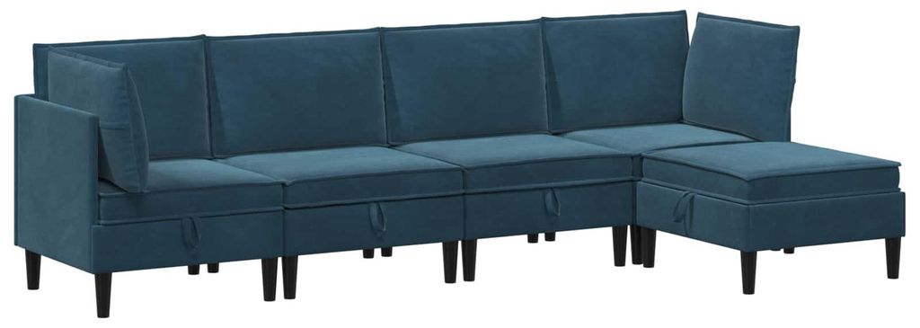Wohnzimmergarnitur mit Kissen mit Speicher 5 pcs Blau Samt