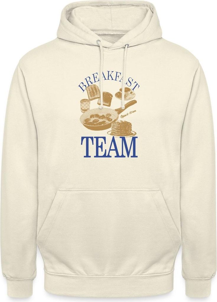 Spreadshirt Breakfast Team – Retro Frühstücks-Motiv Uni Hoodie, XL, Vanille-Milchshake