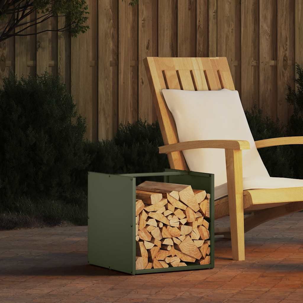 Best Möbel Brennholzregal Olivgrün 40x40x40 cm Kaltgewalzter Stahl - Kaminholzregale CL3452133 1parcel