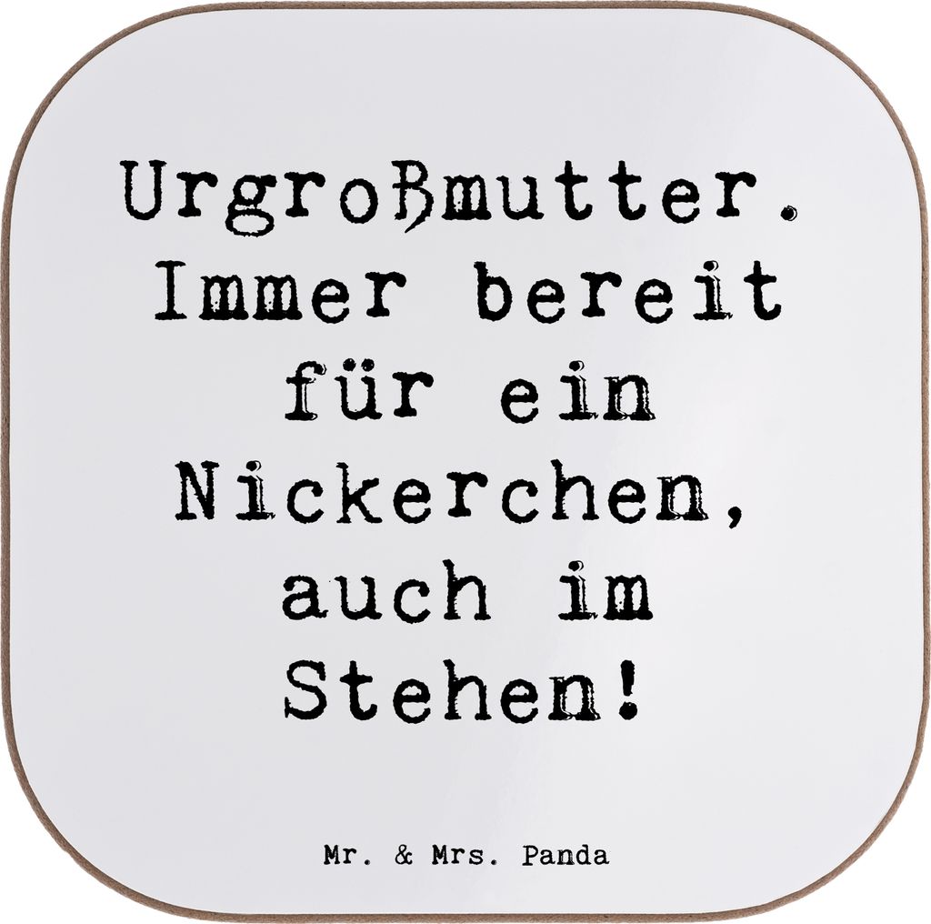 Mr. & Mrs. Panda Untersetzer für Gläser Spruch Urgroßmutter Nickerchen - Weiß - Geschenk, bieruntersetzer, Wertschätzung, Holzuntersetzer, Fam...