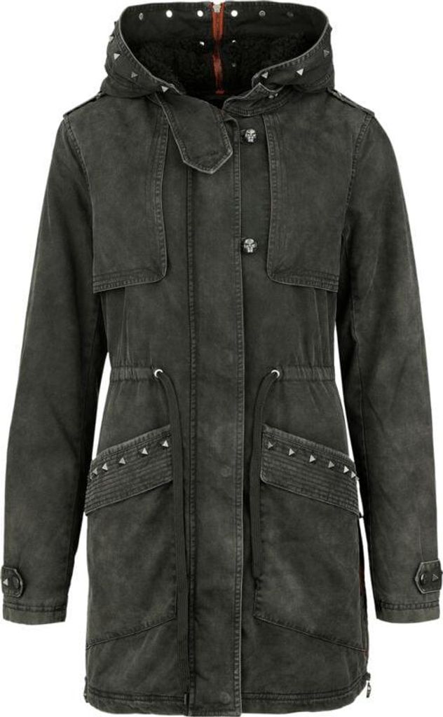 Rock Rebel by EMP Damen graue Übergangsjacke mit Nieten XXL