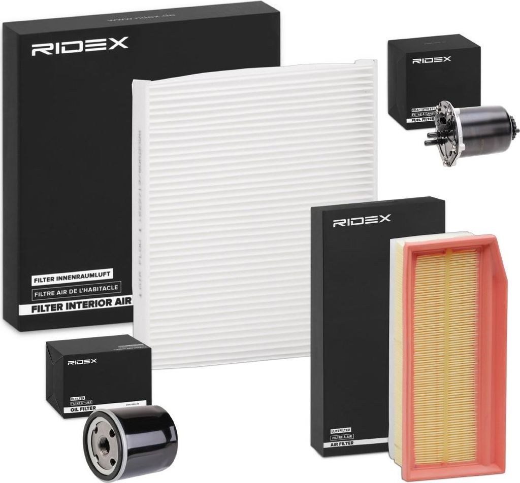 RIDEX Filterset Inspektionspaket Filtersatz für RENAULT Clio IV Schrägheck (BH) Captur (J5, H5) Clio IV Grandtour (KH) CLIO IV Kasten Duster (HM)