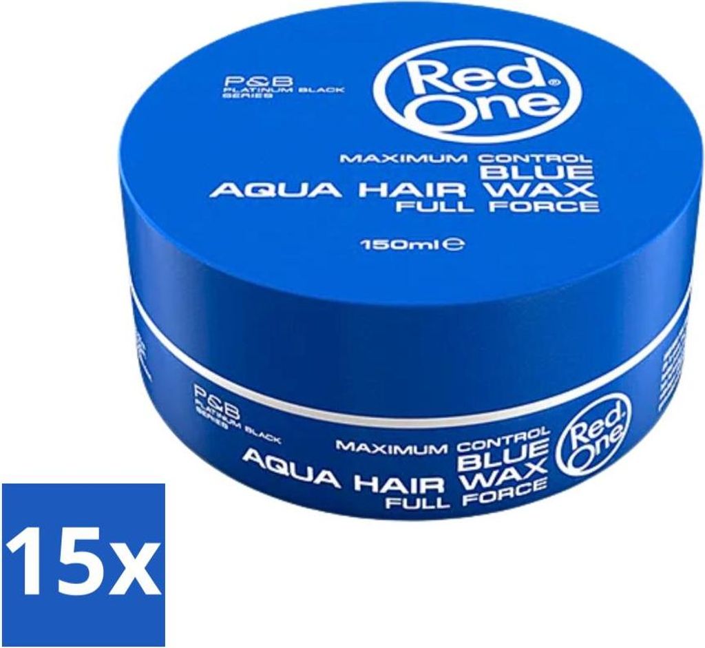 Red One - Haarwachs - Blau - Aqua Hair Wax - Für starken Halt & glänzendes Finish - 150 ml - Vorteilspack - 15 Stücke