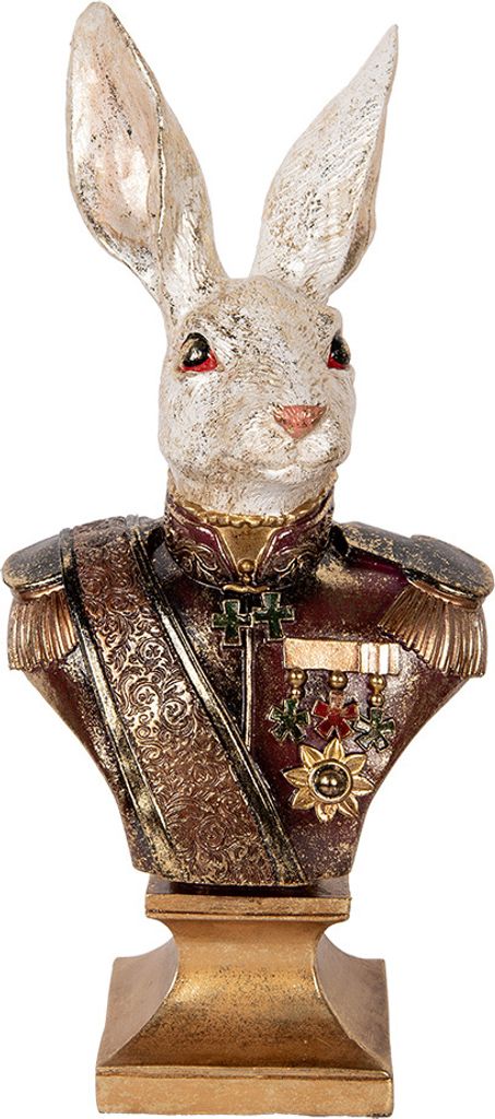 Clayre & Eef Dekorationsfigur Kaninchen 50 cm Weiß Rot Kunststoff