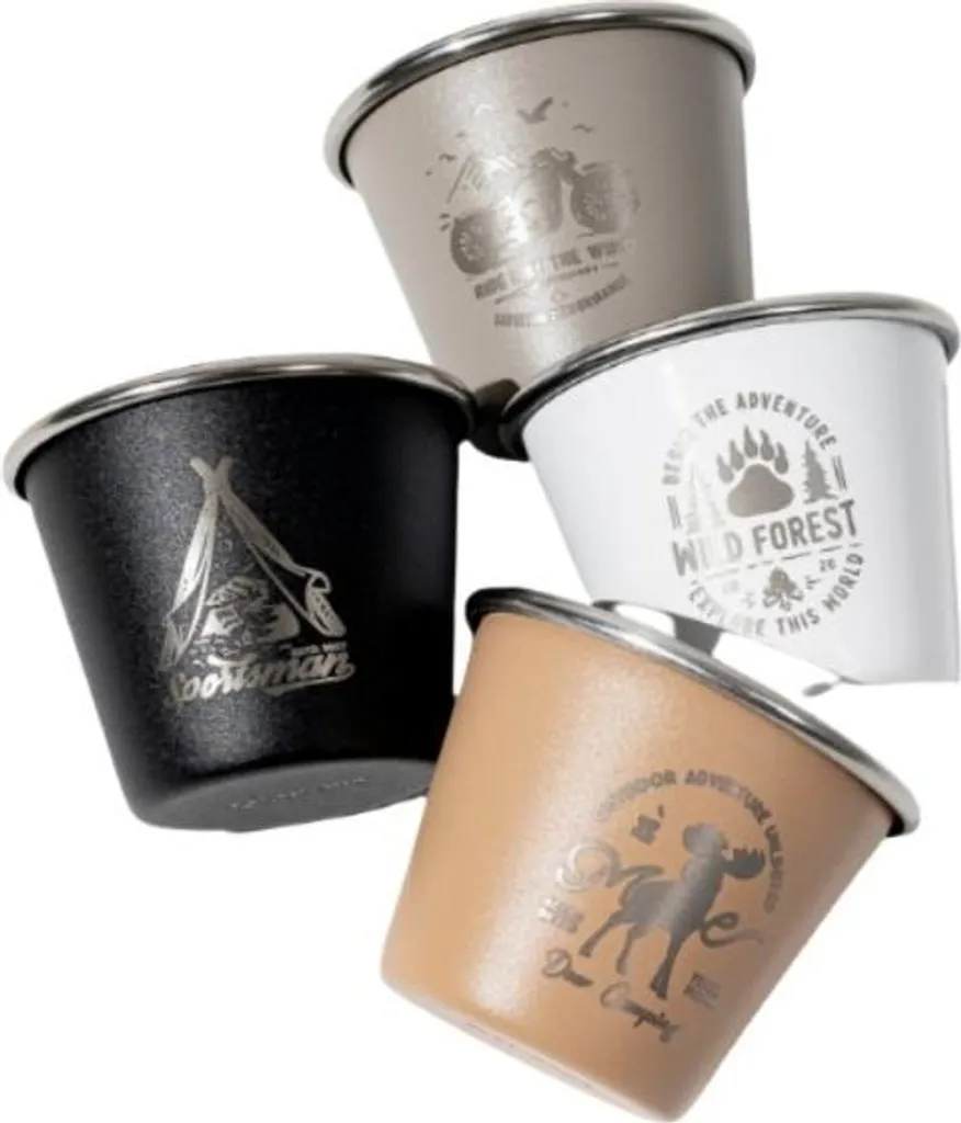 Tazze Acciaio Inox Campeggio INF - Set 4 Bicchieri Trekking Antiruggine