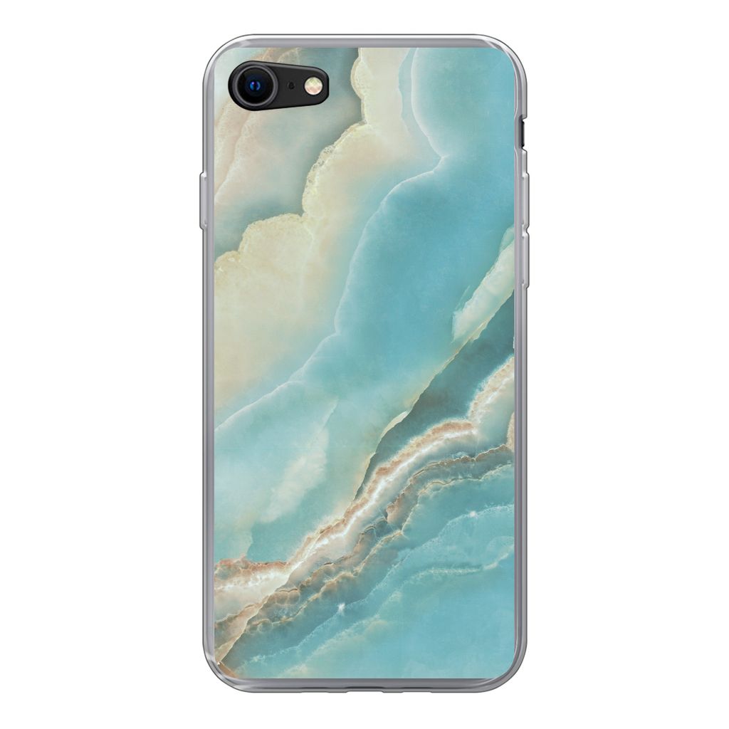MuchoWow Handyhülle Schutzhülle Hülle für iPhone 7 Naturstein - Mineralien - Chic Silikon Softcase Handy Hülle - Kartenhalter