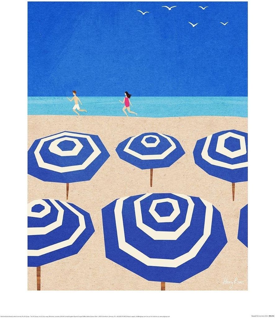 Henry Rivers - bedruckt, Sonnenschirm PM10400 (40 cm x 30 cm) (Blau/Weiß)