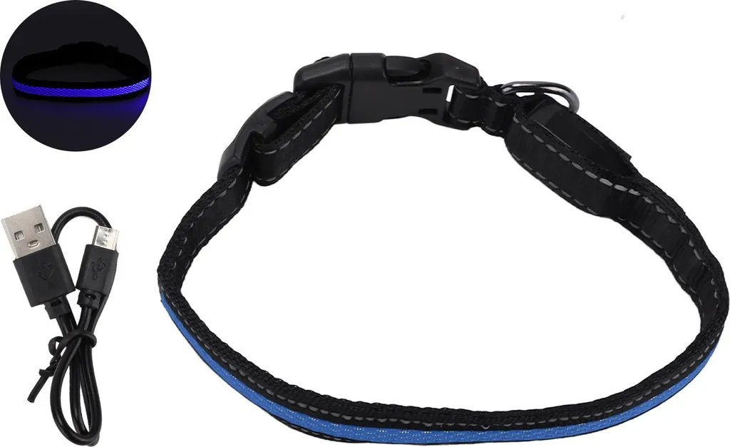 Collare di Lusso LED Blu L - Sicurezza e Stile per Cani