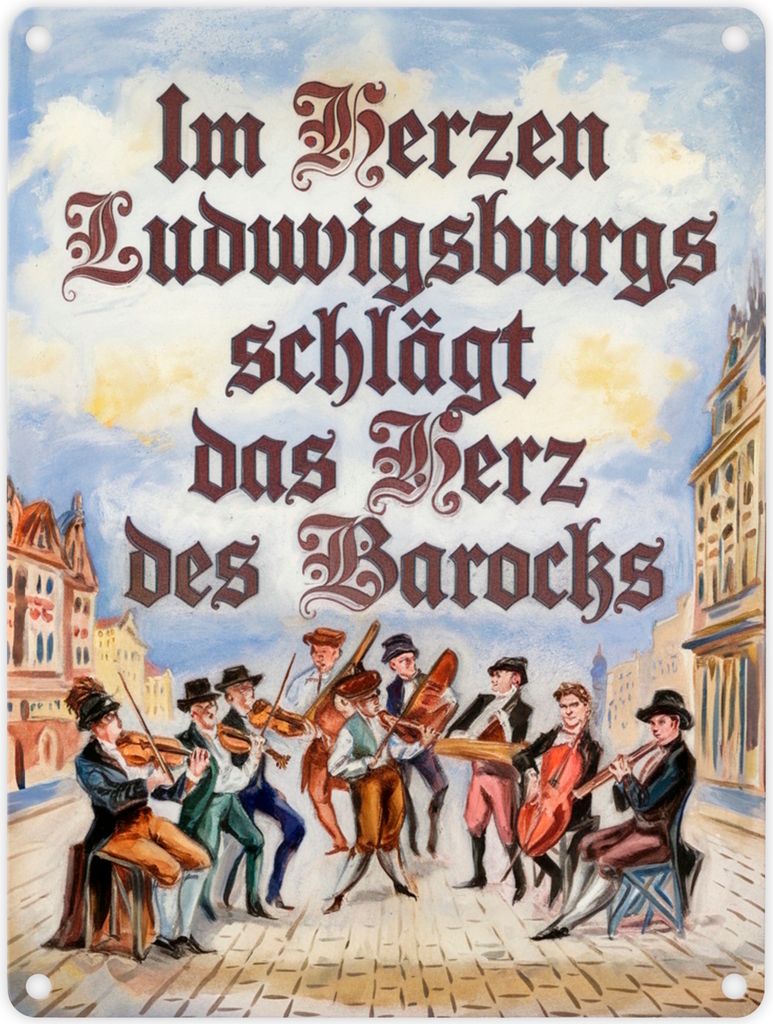 Herz des Barocks Ludwigsburg Metallschild in 15x20 cm
