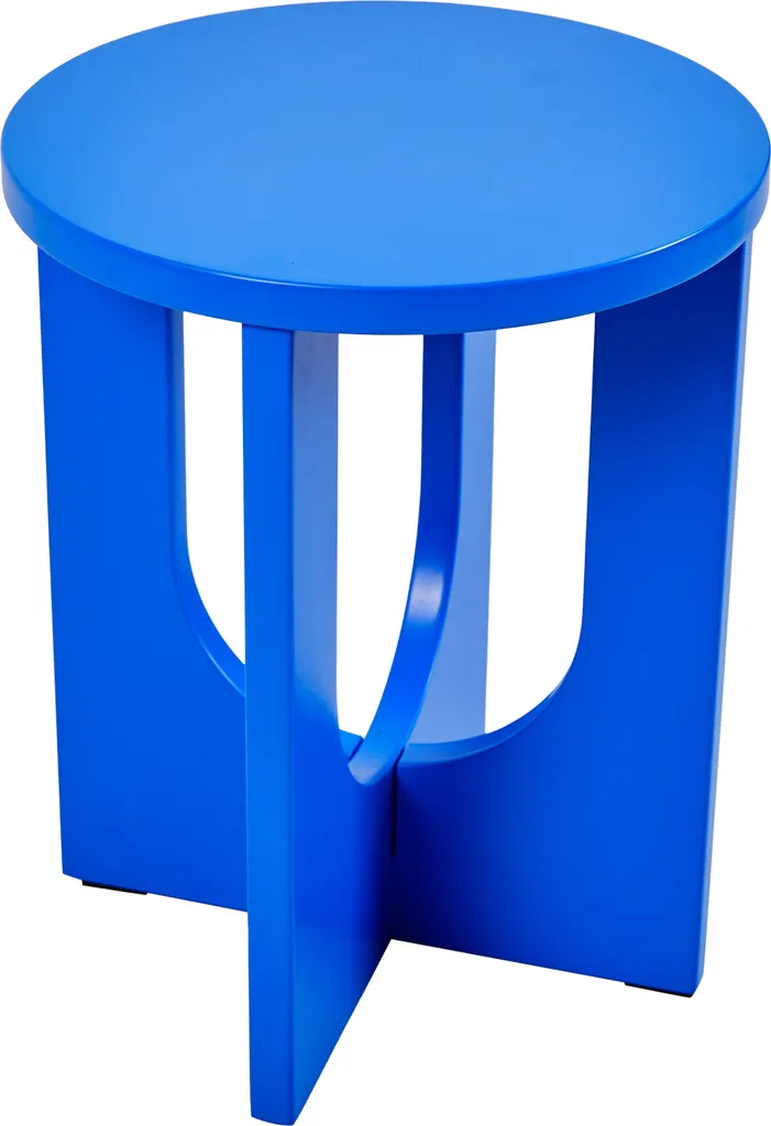 Table basse ronde Kysdajore bleu roi en MDF laqué géométrique - 4