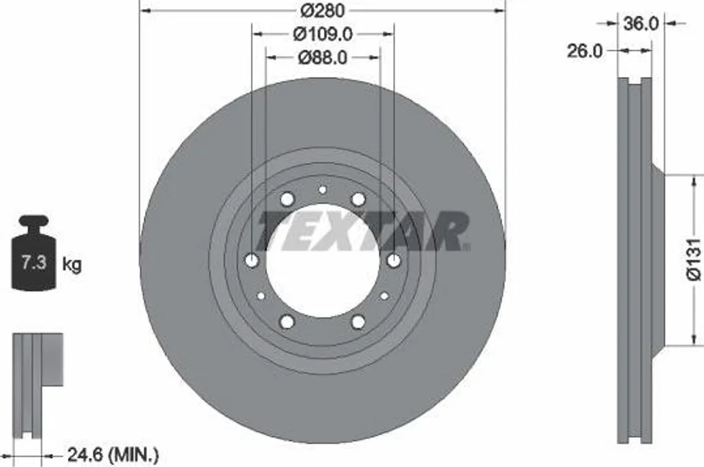 Disque de frein TEXTAR 92091400 pour Monterey et Frontera A/B OE 8943754163