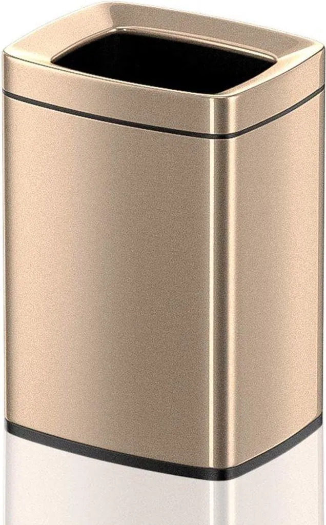 Poubelle 10L inox dorée carrée avec traitement anti-traces de doigts