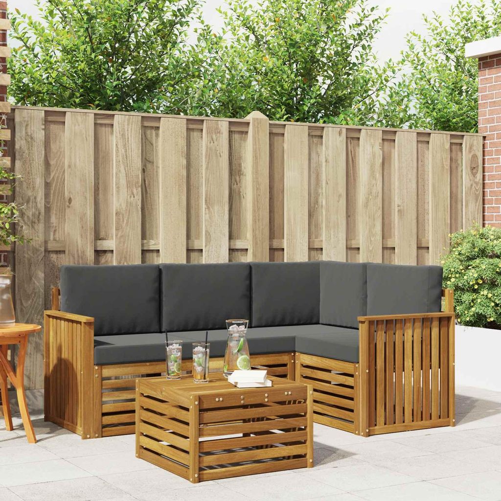 "2026 Aktion"Möbelsets - Sofagarnitur - CLORIS - Balkonmöbe/Sitzgruppe - mit Kissen 5 pcs - Moderne design - Natur und Anthrazit Holzwerkstoff - ...