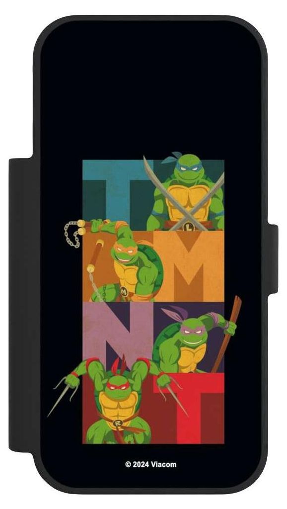 NIVOCASE Klapphülle für Apple iPhone 17 Pro Handyhülle aus Kunst Leder NIVOflip schwarz Fanartikel Offizielles Lizenzprodukt Teenage Mutant Ninj...