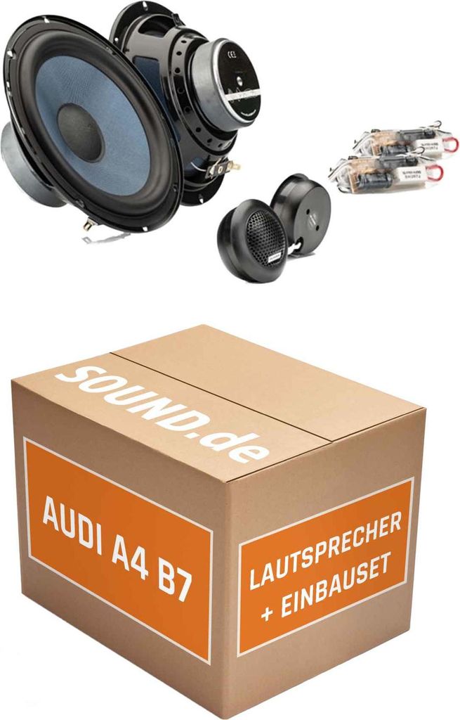 Lautsprecher Boxen Einbaupaket vorne Gladen Alpha165G2 passend für Audi A4 B7 + Avant/Kombi | 2x Tief-Mitteltöner 2x Hochtöner 2x Frequenzweiche