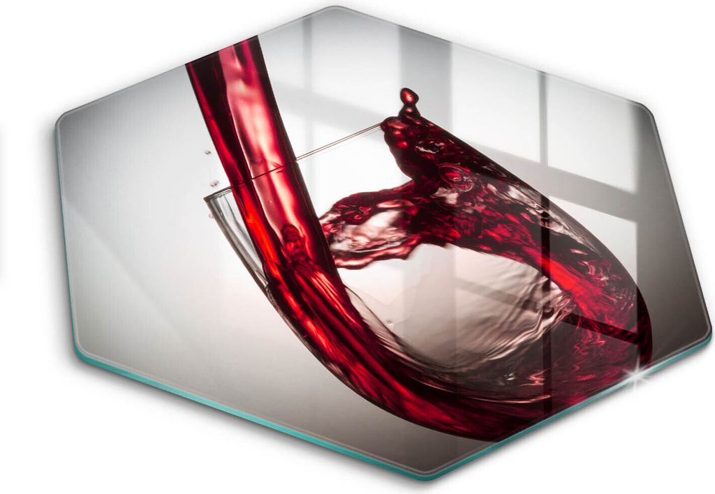Glasschneideplatte - Herdabdeckplatte - Hexagon 40 cm -Schneidebrett - Spritzschutz - Glas- und Rotwein