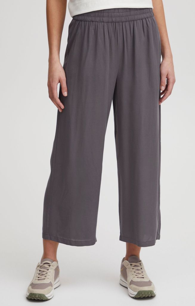 OXMO OXELISABETH Damen Hose Stoffhose Culotte Hose aus hochwertiger Viscose mit elastischem Bund Wide Leg Loose-Fit