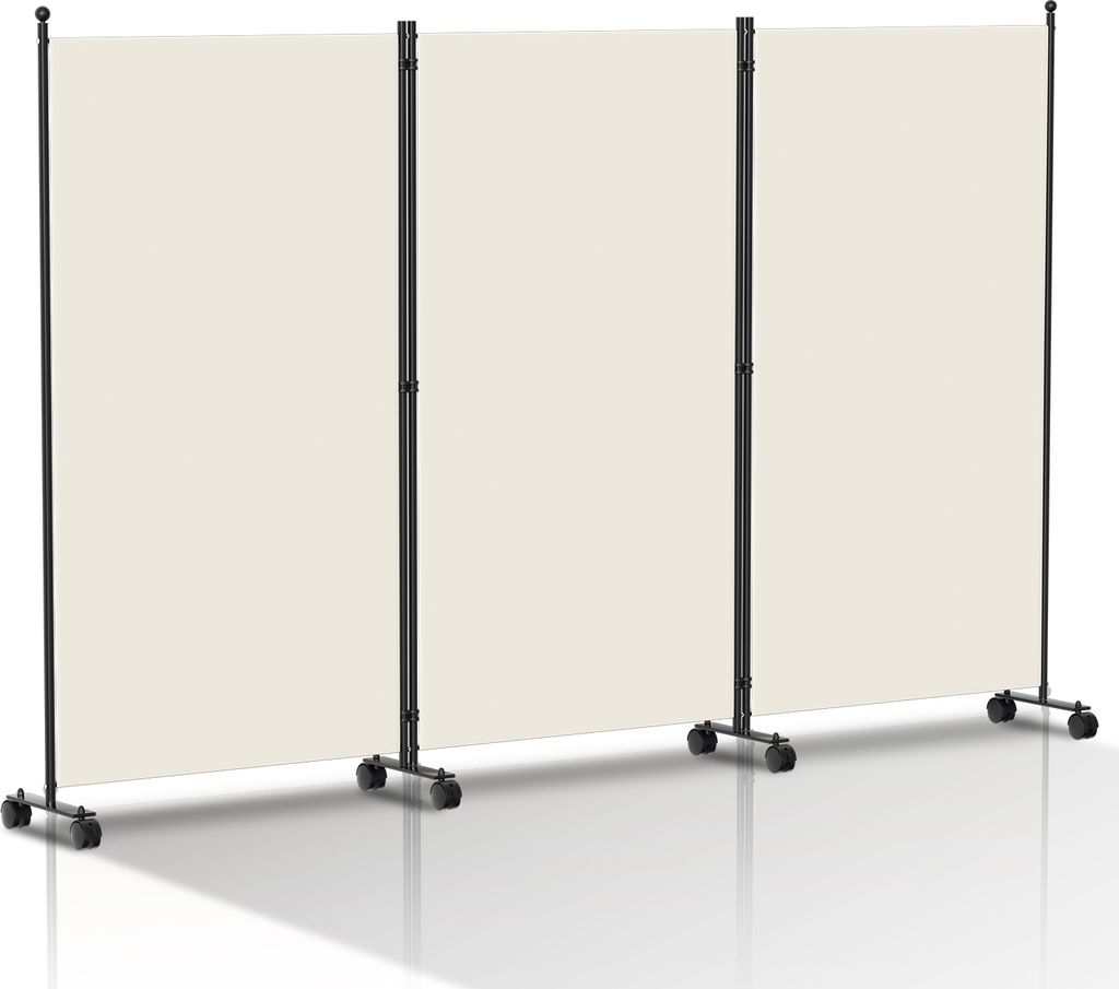 Jopassy Paravent mit Rollen 3 teilig Beige 263x181 cm Produktbild 