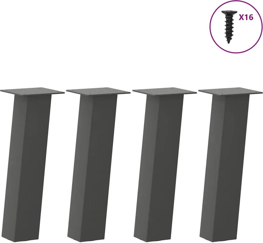 Gambe in Acciaio Antracite 30 cm | Set 4 Supporti Tavolino Design