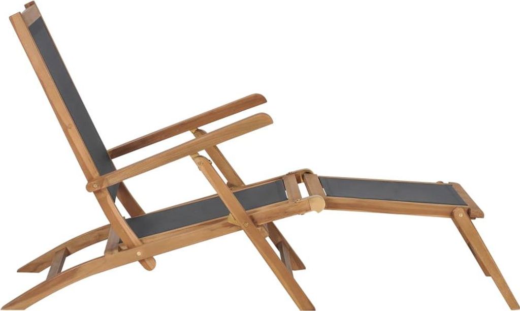 vidaXL Liegestuhl mit Fußteil Massivholz Teak Schwarz Produktbild 