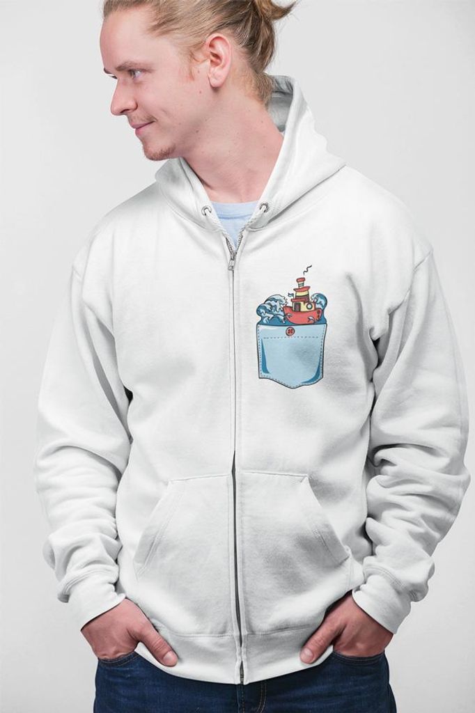 D&B Uni Hoodie ZIPPO00002 Angry Waves Weiß-Größe L