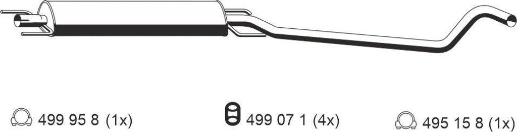ERNST 056076 Mittelschalldämpfer Schalldämpfer für OPEL Astra G CC (T98) Astra G Caravan (T98)