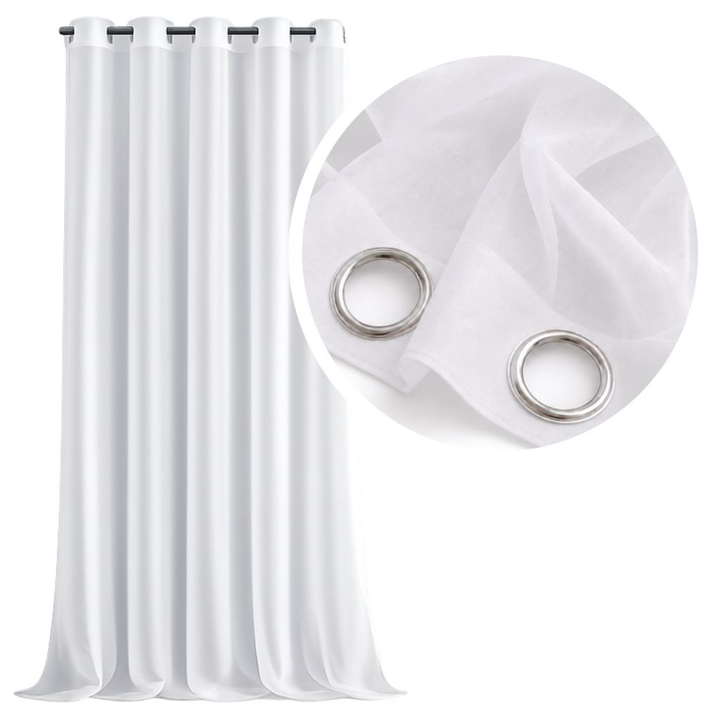 MEBLEODNOWA, Voile-Gardine mit Ösen, Glatter Voile, Weiß, Produktbild 