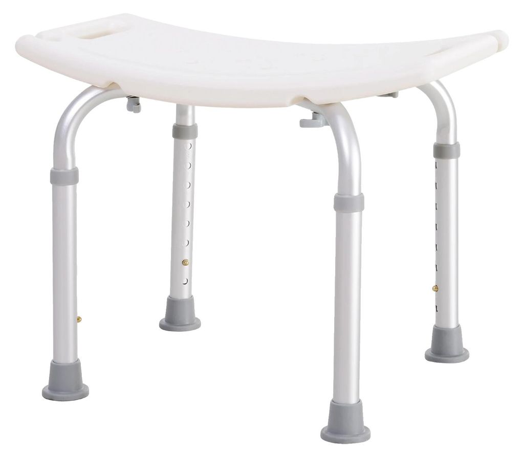 Duschhocker, verstellbare Höhe 39,5-56,5 cm, maximale Belastung 135 kg, rutschfeste Gummifüße, Aluminiumlegierung, kompaktes Design